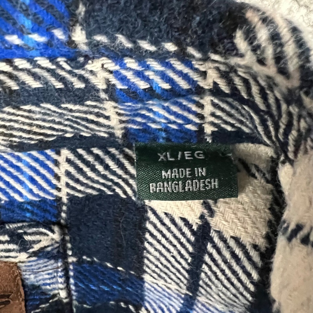 Orvis Shirt Mens Extra Large Heavyweight Flannel Blue Plaid Pockets Shacket - Picture 10 of 14